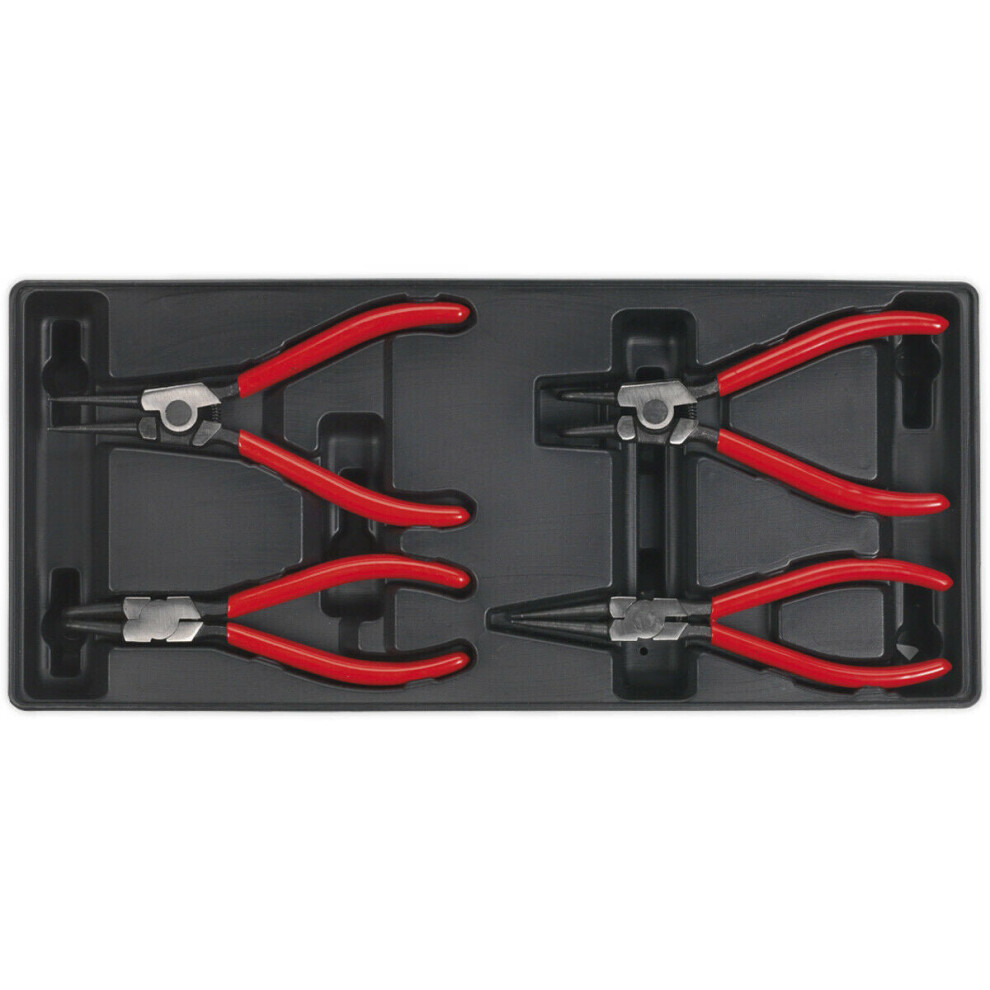 4 Pc PREMIUM Circlip Pliers Set with Modular Tool Tray - Tool Storage Organizer