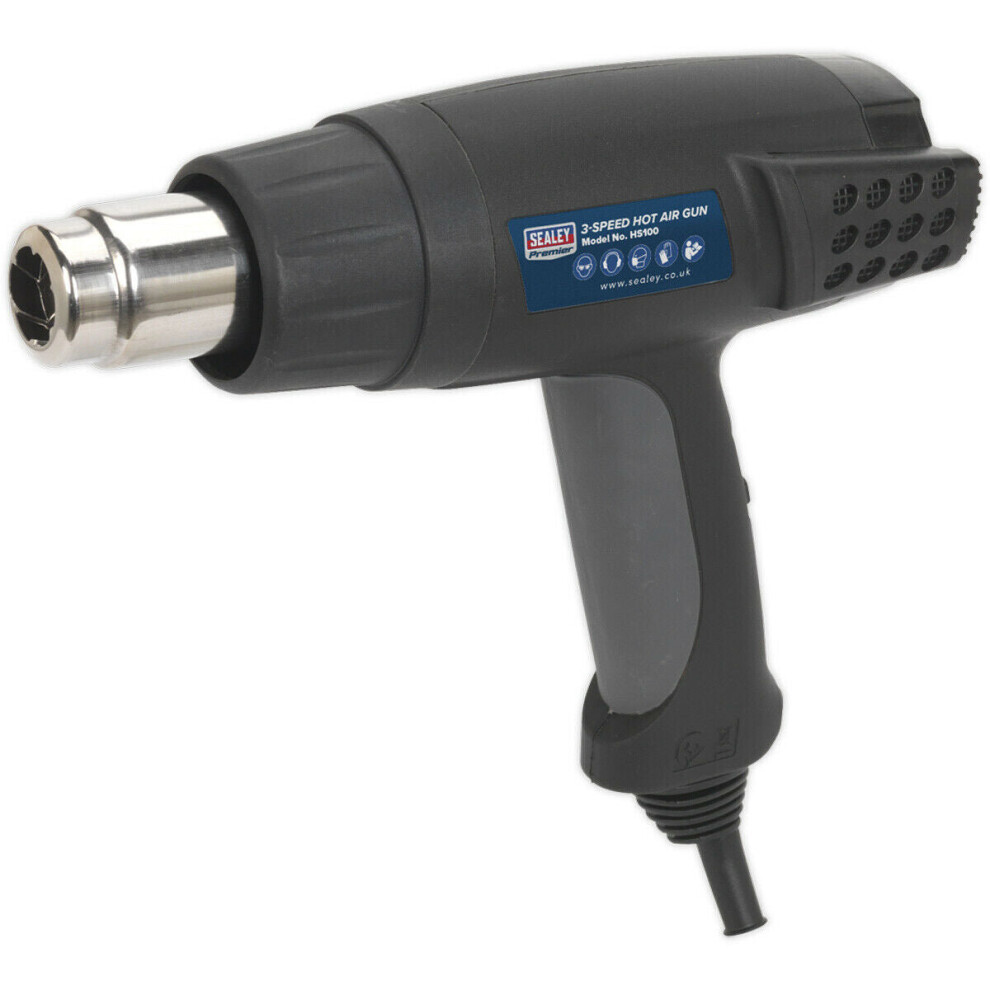 1800W 3-Speed Hot Air Gun - Temperature Control - Four Nozzles - 230V Supply 5056524279830