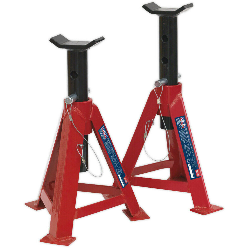 PAIR 5 Tonne Axle Stands - Pin & Chain Load Support - 500mm Max Height-image-OPC-P8WKQQT-NEW