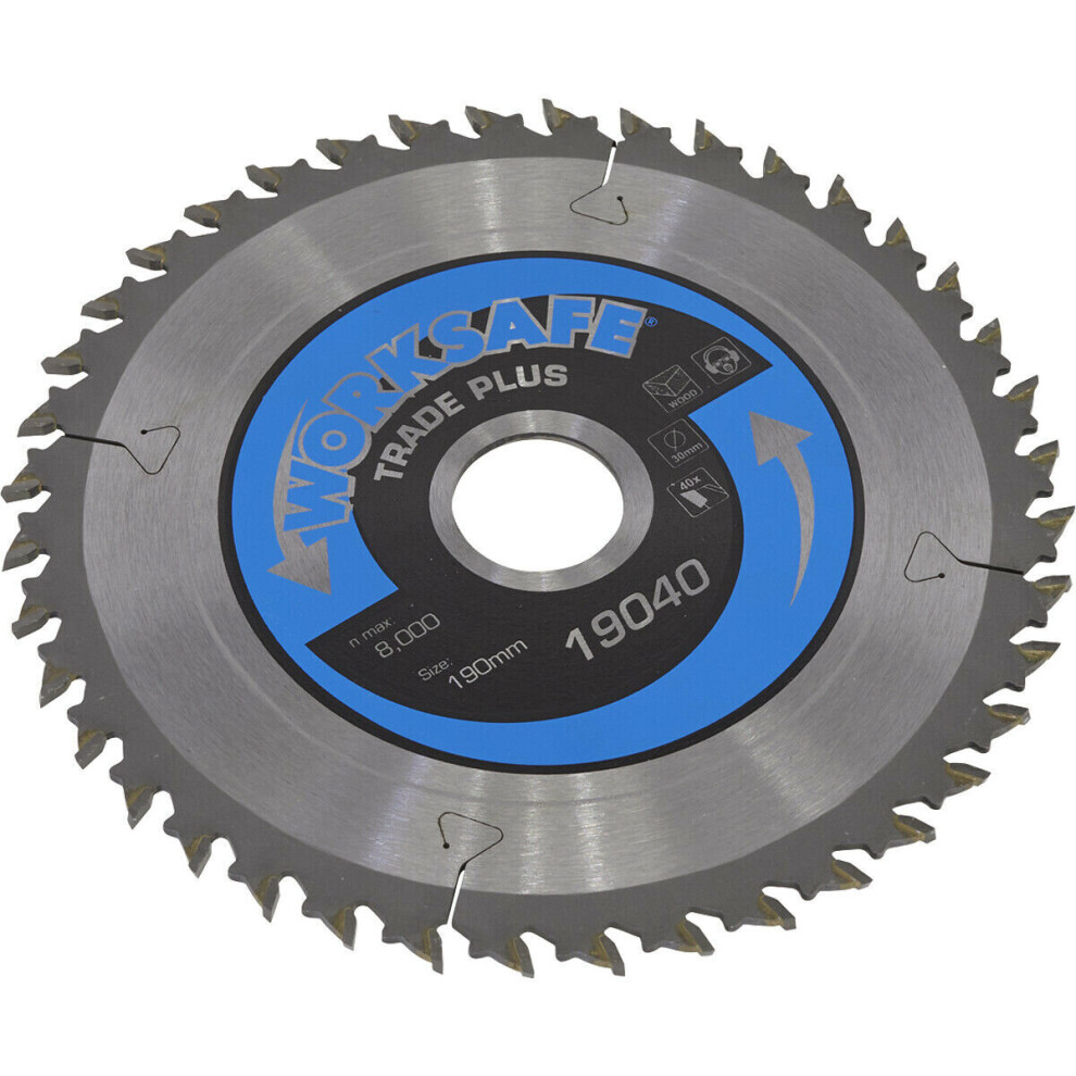 190 x 30mm TCT Circular Saw Blade - 30mm Bore - 40 TPU - Ultra Thin Clean Cut