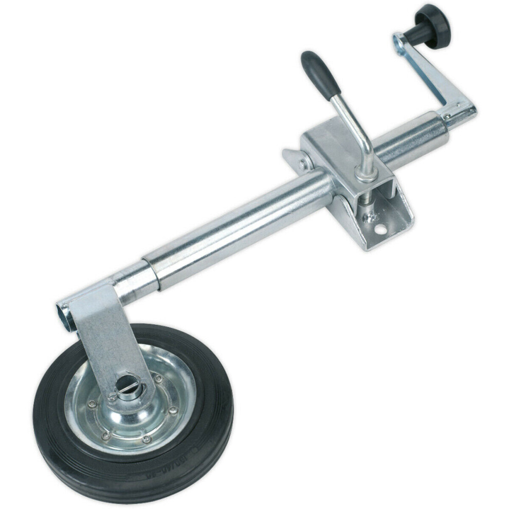 Heavy Duty Jockey Wheel with 35mm Clamp - 150mm Solid Wheel - Zinc Plated