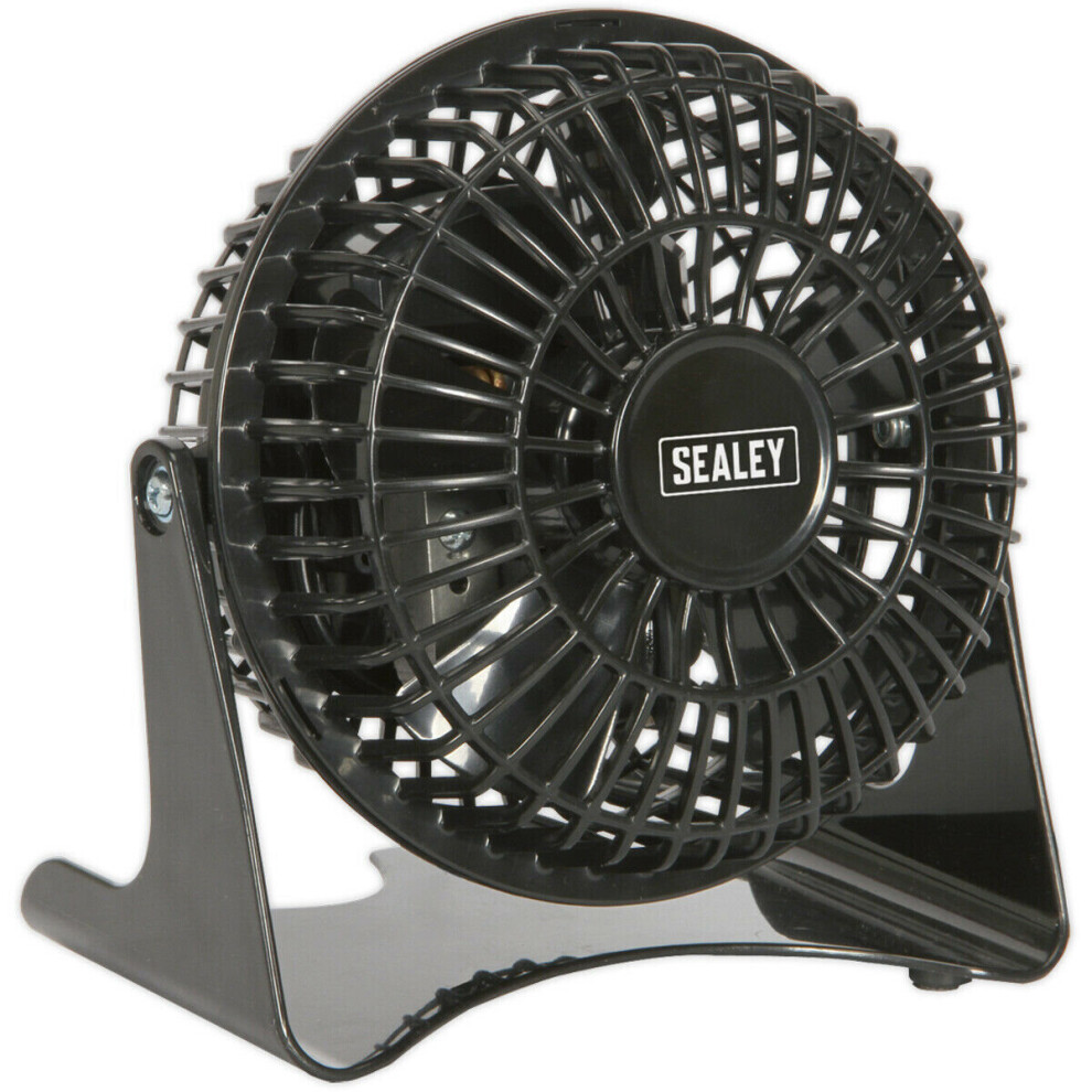 Loops 4 Inch Mini Composite Desk Fan - Single Speed Personal Cooler - 3-Pin Uk Plug