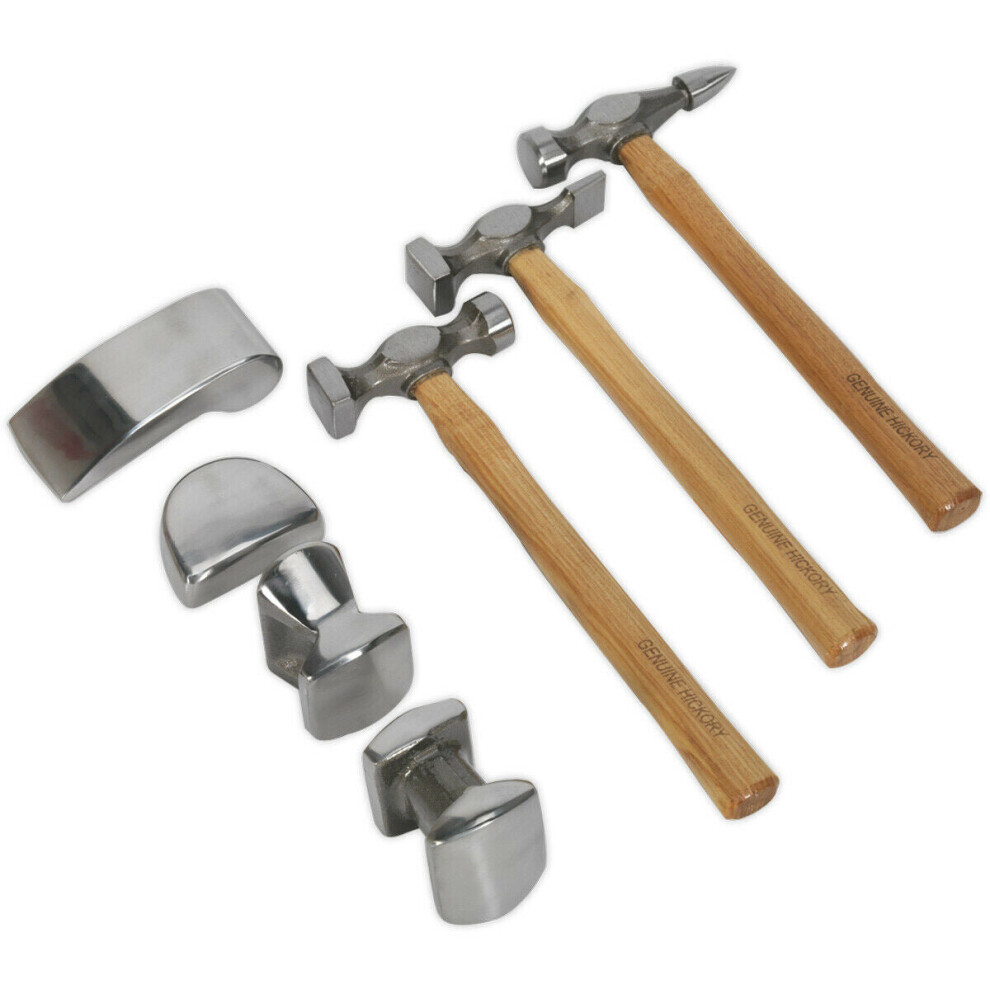 7 Piece Drop Forged Panel Beating Set - Hickory Shafts - Drop Forged Steel