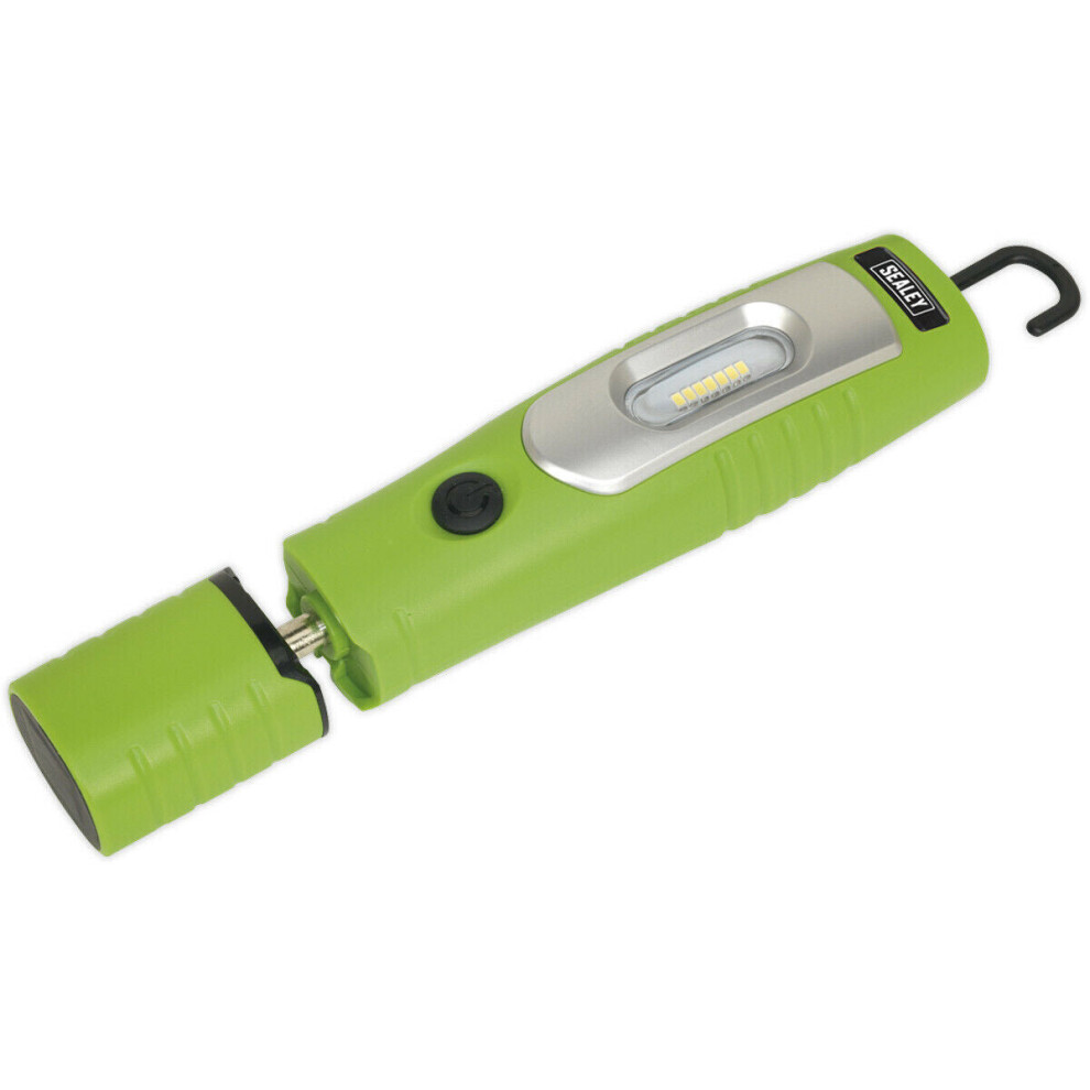 360Â Swivel Inspection Light - 7 SMD & 3W SMD LED - Rechargeable - Green