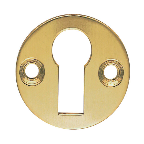Loops 31mm Keyhole Profile Round Escutcheon 18mm Fixing Centres Polished Brass 1
