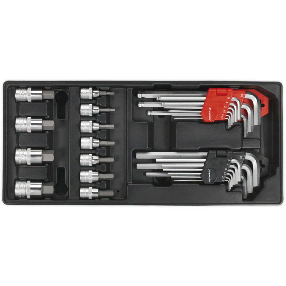 29 Piece PREMIUM Hex / Ball-End Hex Key & Socket Bit Set with Modular Tool Tray