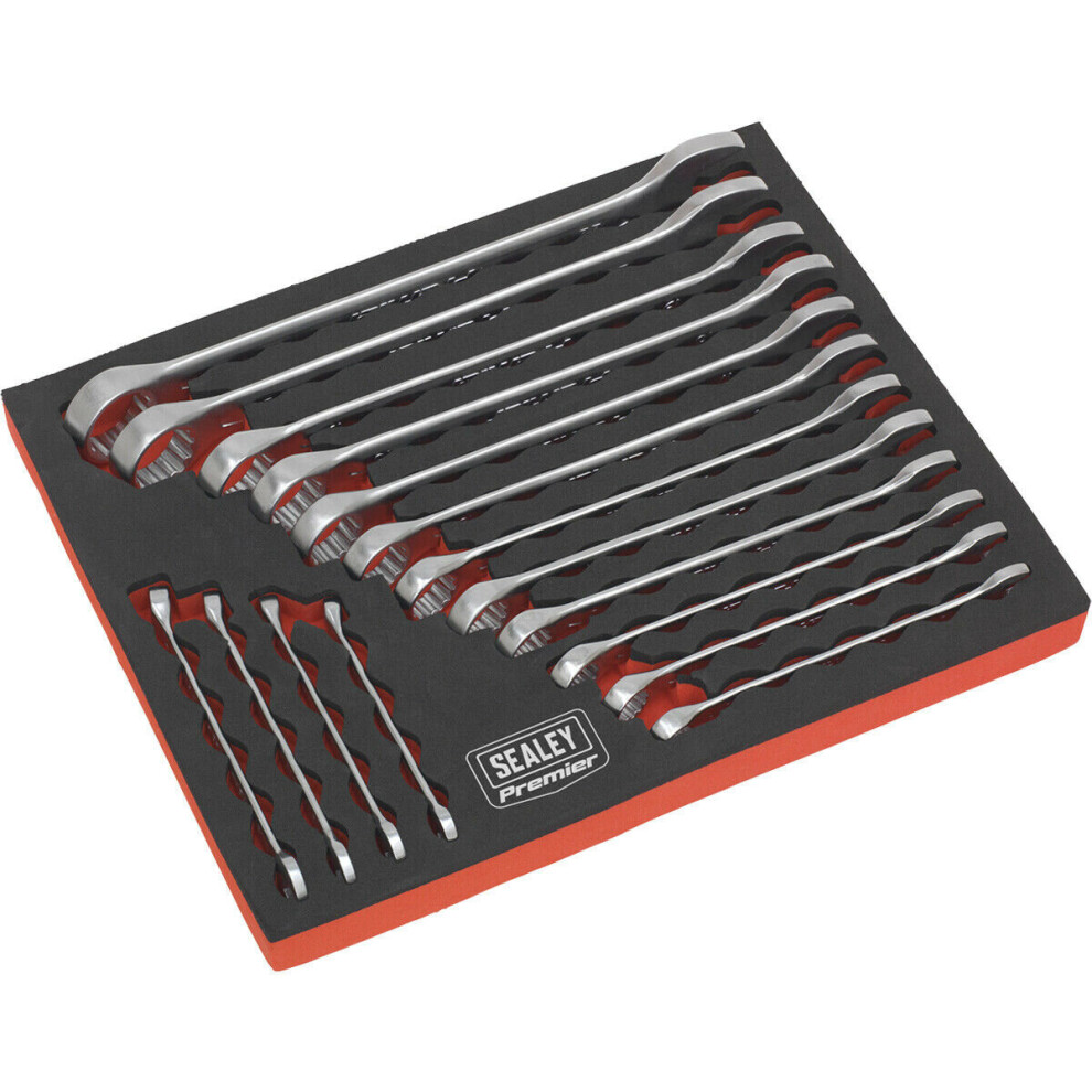16Pc Slim Handled Combination Spanner Set -12 Point Metric Ring Open Head Wrench 5056524248799