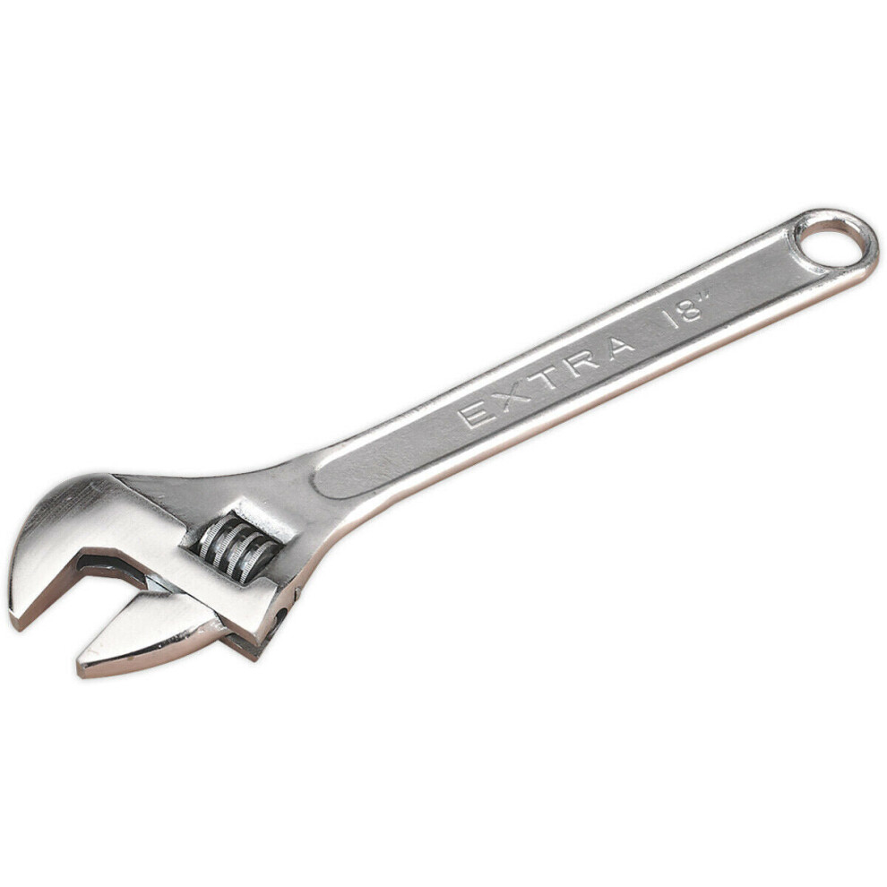 450Mm Adjustable Wrench - Chrome Plated Steel - 52Mm Offset Jaws - Spanner 5056581904072