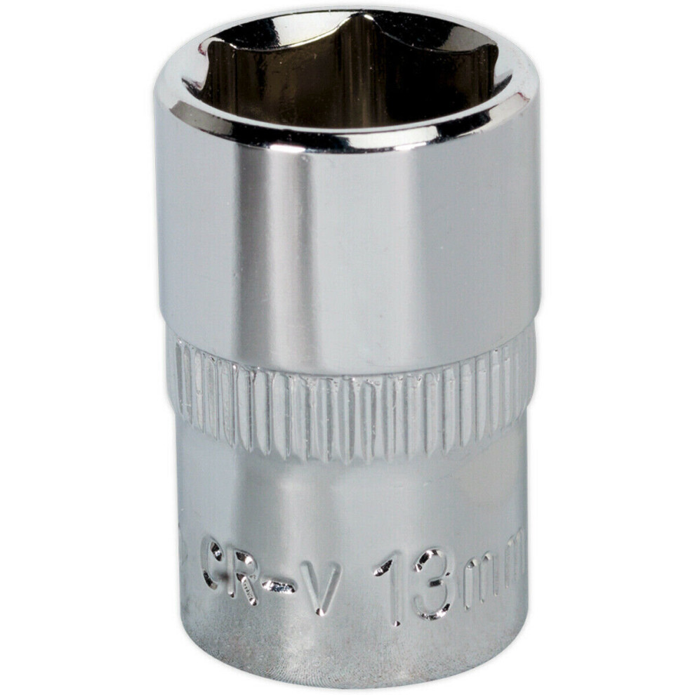Loops 13Mm Forged Steel Drive Socket - 3/8" Square Drive - Polished Chrome Vanadium