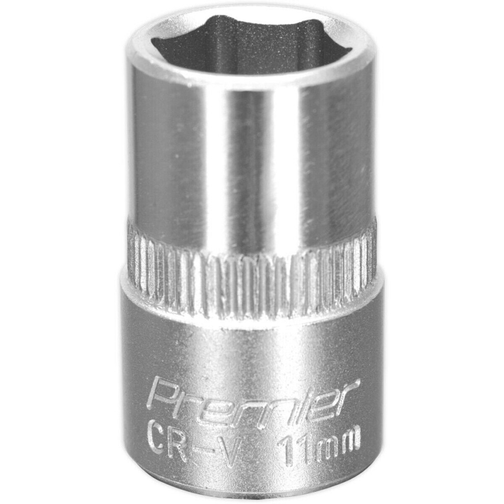 Loops 11Mm Forged Steel Drive Socket - 3/8" Square Drive - Chrome Vanadium Socket