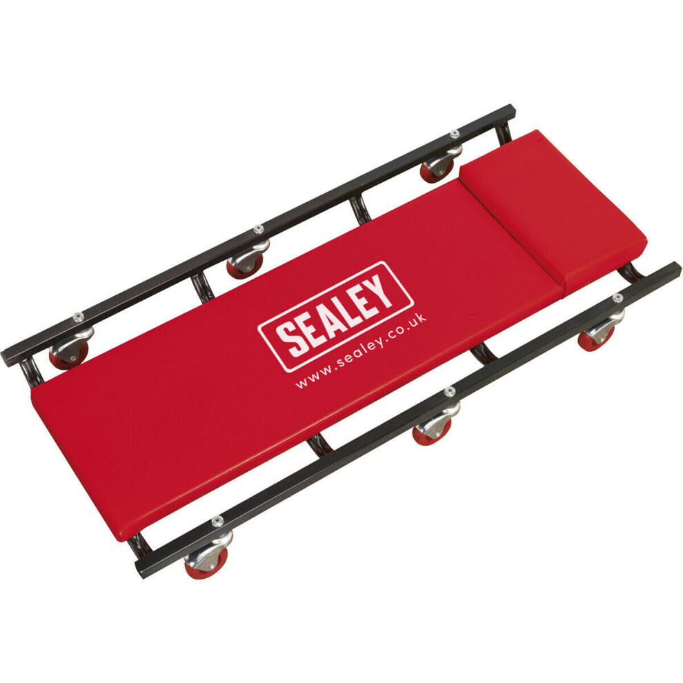 Heavy Duty Steel Creeper - Composite Castors - 150Kg Capacity - Vinyl Cover Red 5056581913142