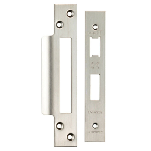 Loops Forend Strike and Fixing Pack Suitable for Sashlocks Satin Stainless Steel 1