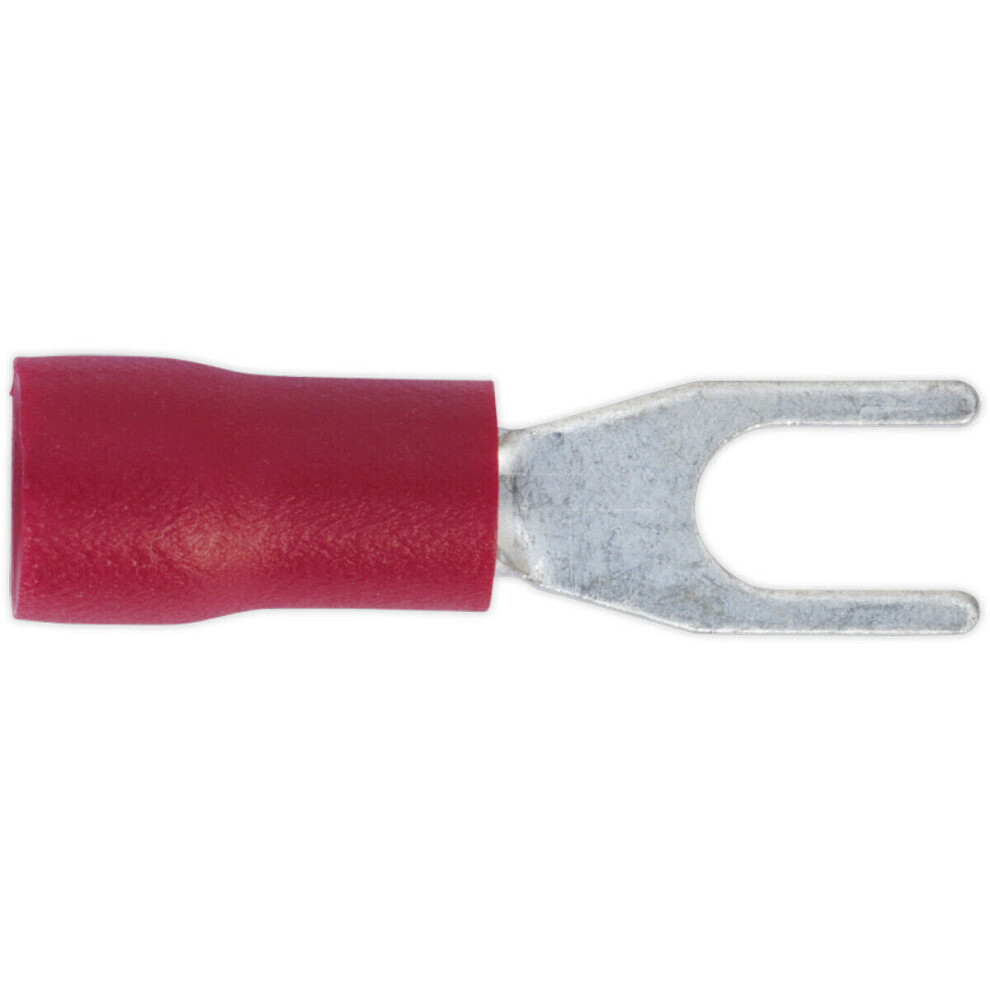 100 PACK Easy-Entry Fork Terminal - 3.7mm Diameter - 22 to 18 AWG Cable - Red