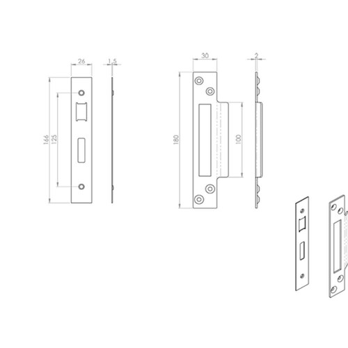 Loops Forend Strike and Fixing Pack Suitable for Sashlocks Satin Stainless Steel 2