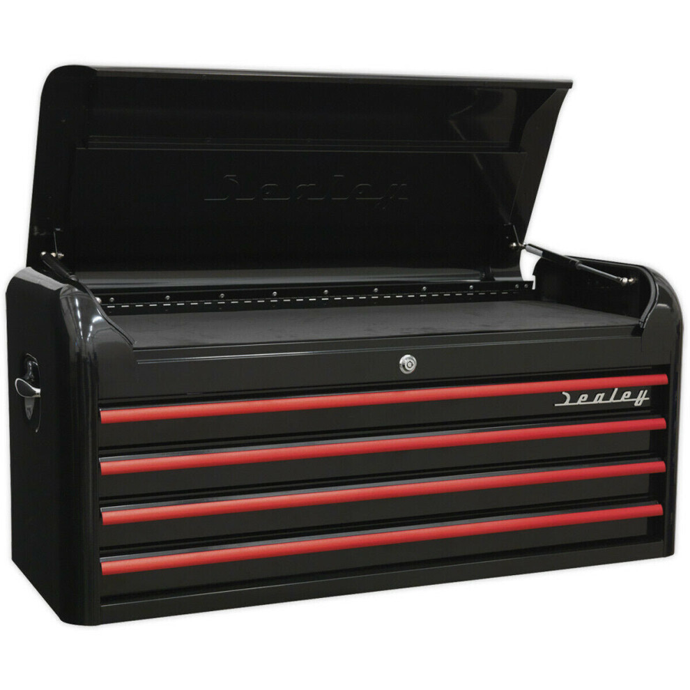 1080 X 450 X 495Mm Retro Black 4 Drawer Topchest Tool Chest Lockable Storage 5056524257821