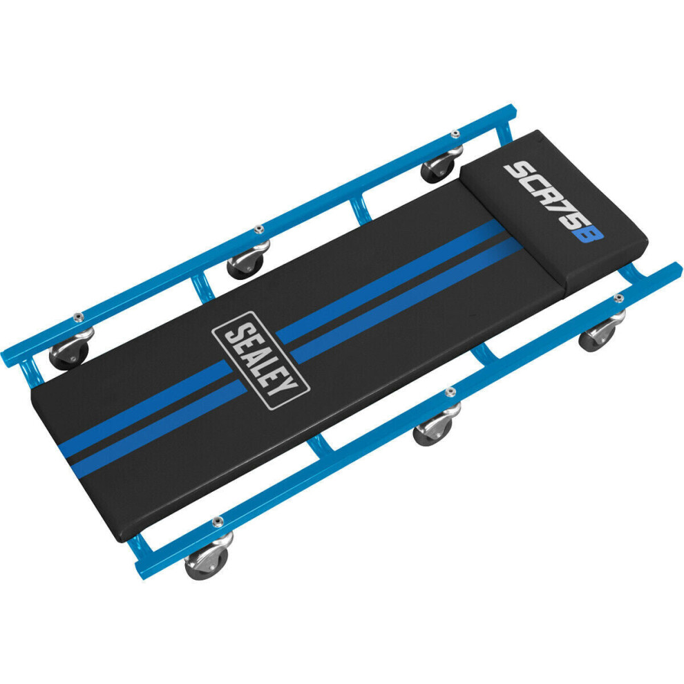 Heavy Duty Steel Creeper - Composite Castors - 150Kg Capacity - Vinyl Cover Blue 5056581913159