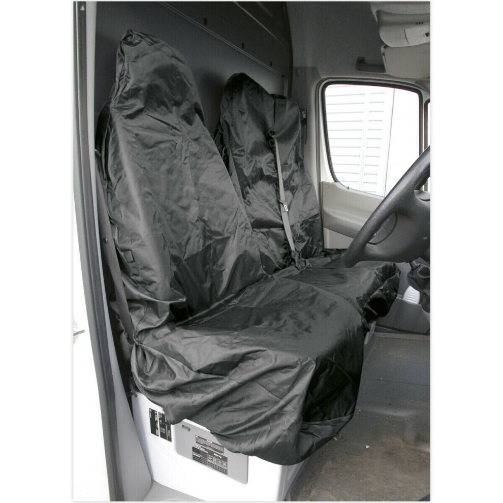 Loops 2 Pack Heavy Duty Front Van Seat Protector - Water-Resistant Nylon - Universal