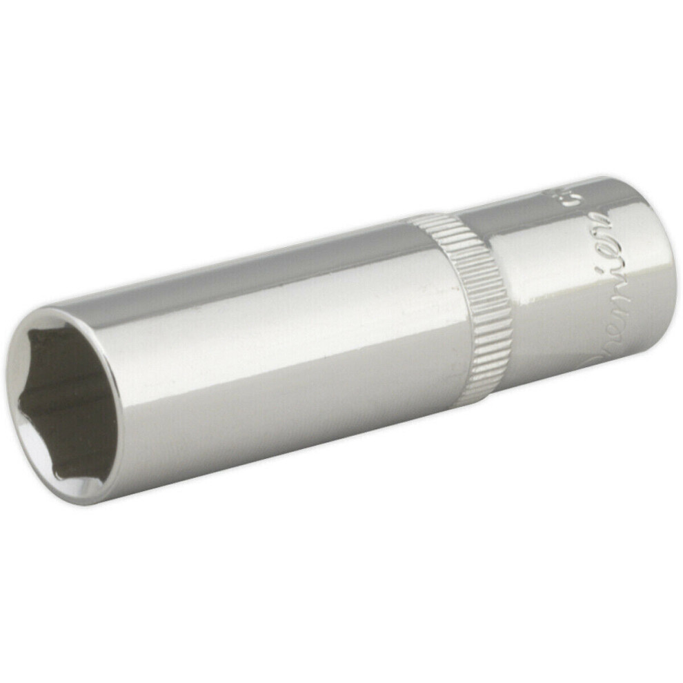 Loops 13Mm Forged Steel Deep Drive Socket - 3/8" Square Drive Polished Chrome Vanadium