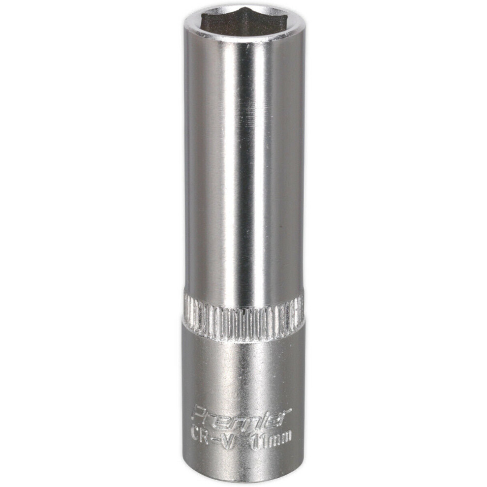 11mm Forged Steel Deep Drive Socket - 3/8" Square Drive - Chrome Vanadium Socket