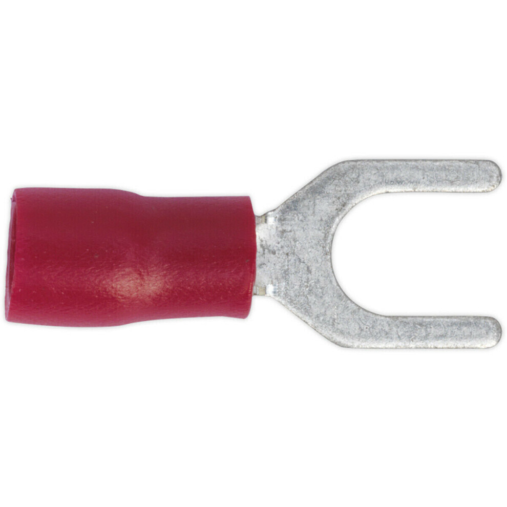 100 Pack Easy-Entry Fork Terminal - 5.3Mm Diameter - 22 To 18 Awg Cable - Red 5056581900609
