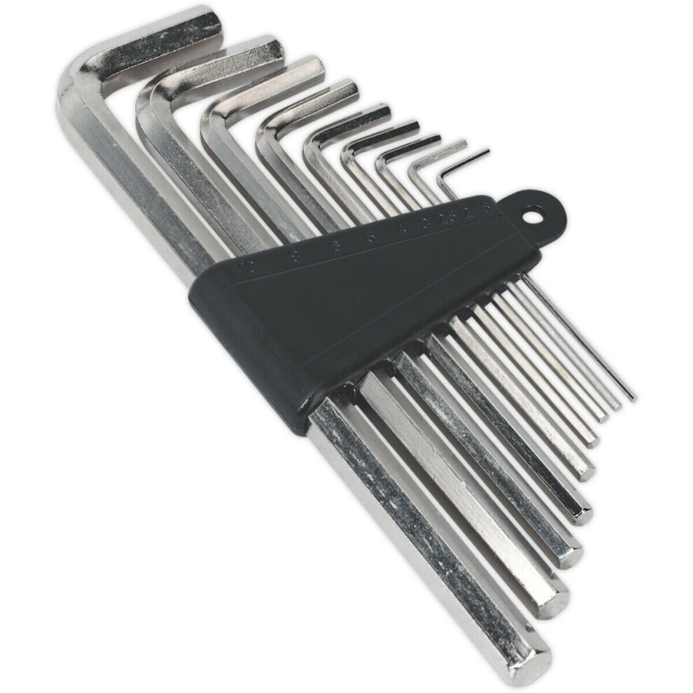 9 Piece Metric Hex Key Set - 1.5mm to 10mm Sizes - 75mm to 175mm Length