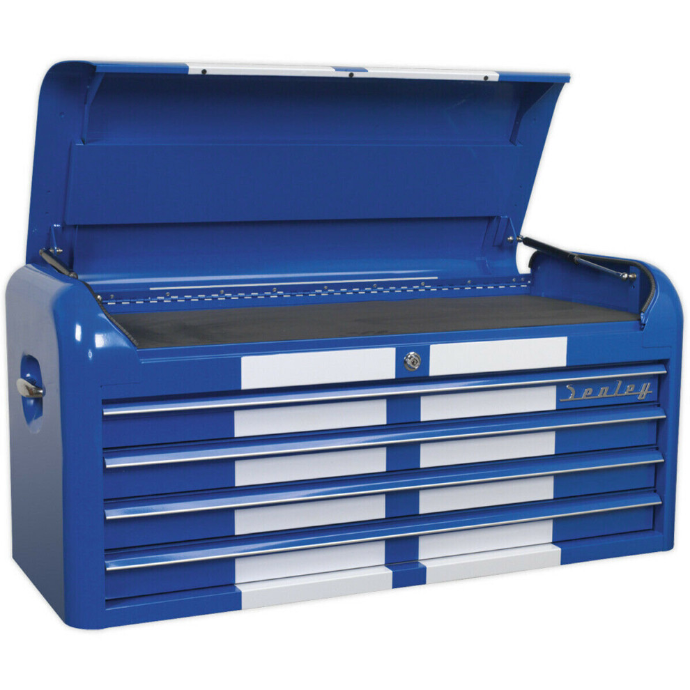 1080 X 450 X 495Mm Retro Blue 4 Drawer Topchest Tool Chest Lockable Storage 5056524257838