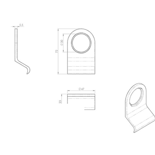 Loops Cylinder Latch Pull Night Latch Door Handle 72 x 48mm Polished Brass 2