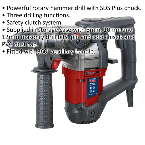 Loops 900W SDS Plus Rotary Hammer Drill - Safety Clutch System - Three Drill Functions 1