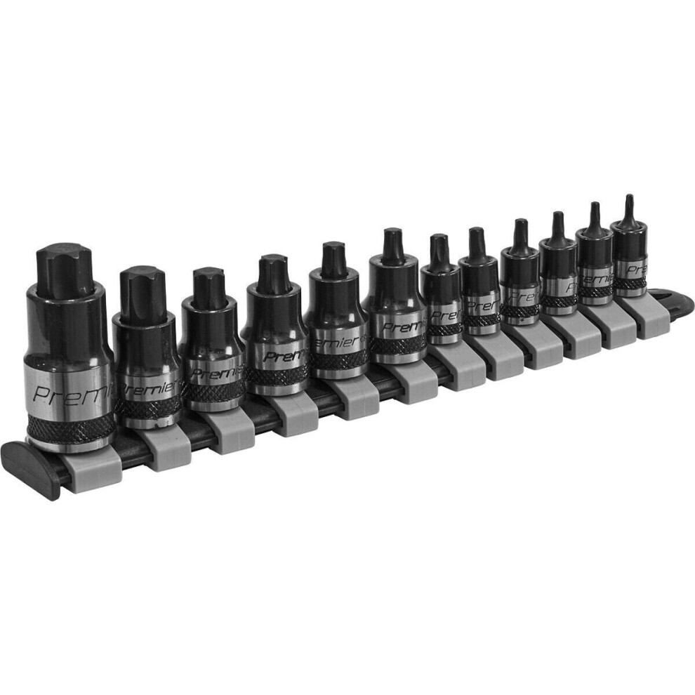 12Pc Trx Star Stubby Socket Bit Set - 1/4" 3/8" 1/2" - Square Drive Short Shaft