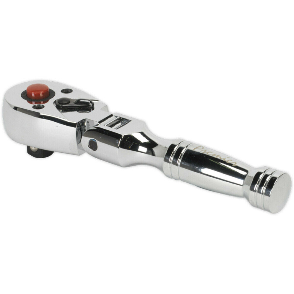 Stubby 72-Tooth Flexi-Head Ratchet Wrench - 3/8 Inch Sq Drive - Flip Reverse