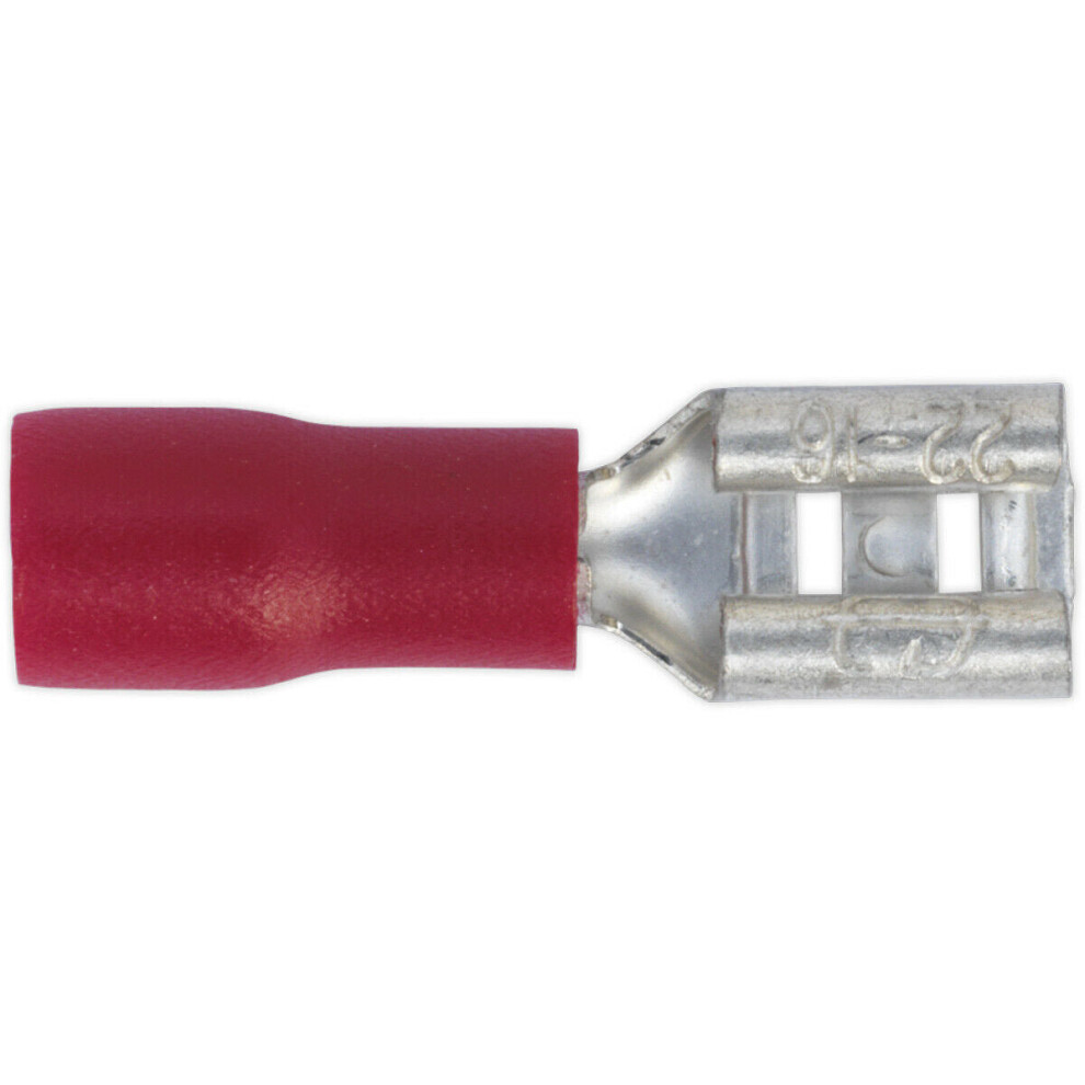 100 PACK 4.8mm Push-On Female Terminal - Suitable for 22 to 18 AWG Cable - Red