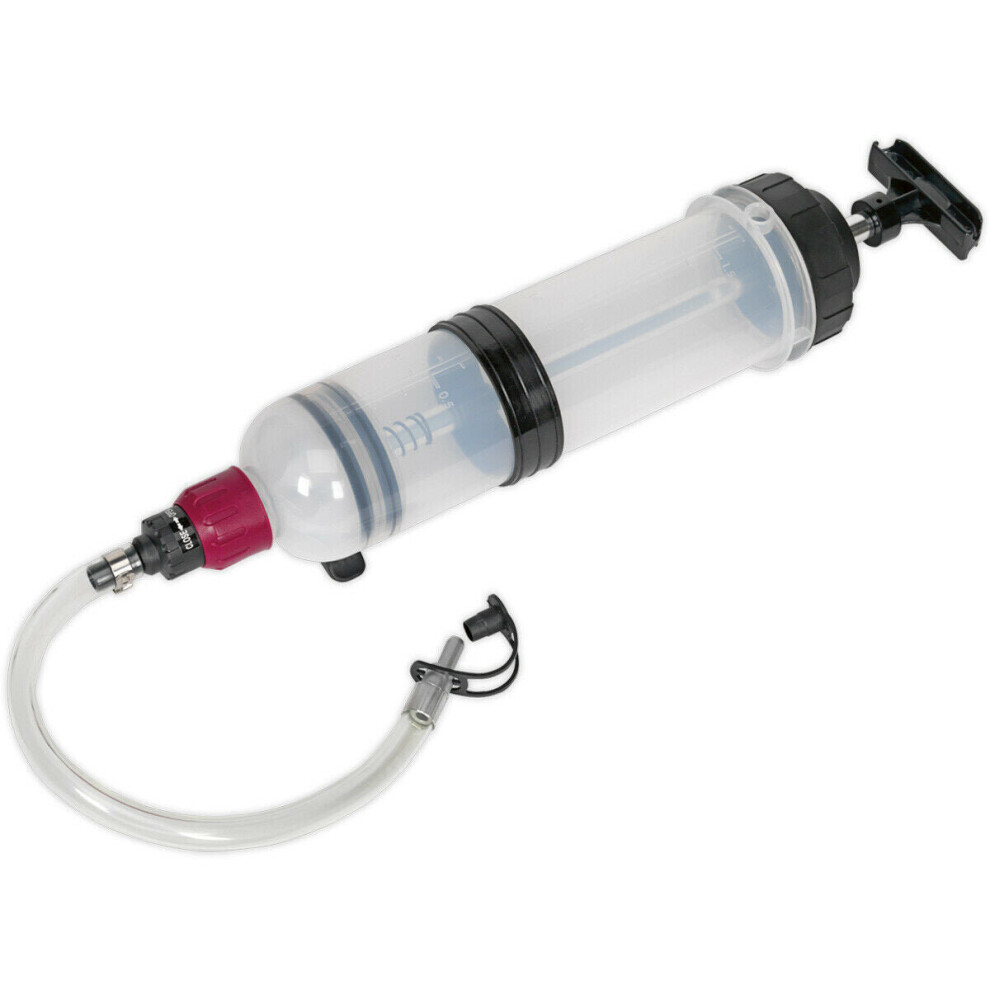 1.5L Oil Inspection Syringe - Viton Seal - Translucent Body - Oil Fluid Transfer 5056581941435