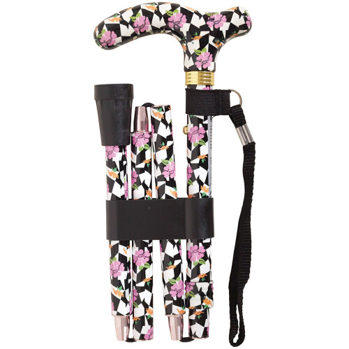 Loops Deluxe Ambidextrous Foldable Walking Cane - 5 Height Settings - Broadway Design 2