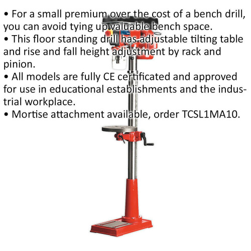 Loops 12-Speed Floor Pillar Drill - 370W Motor - 1500mm Height - Safety Release Switch 1