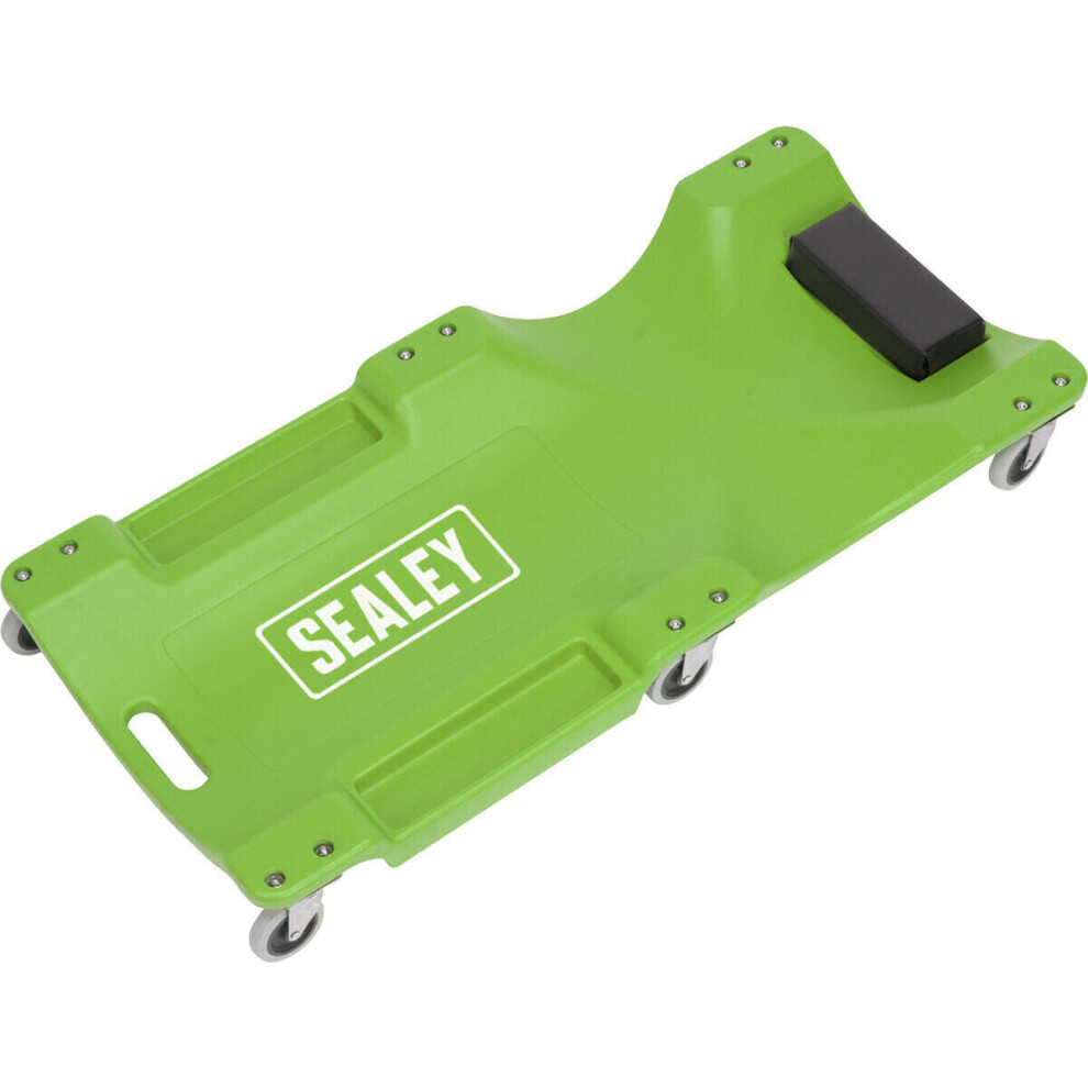 One Piece Composite Creeper - 6 X 75Mm Castors - Padded Headrest - Polymer Green 5056581913203