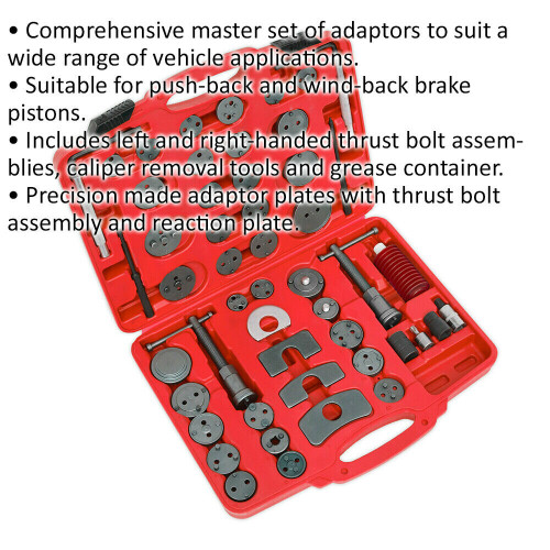 Loops 50 Piece Brake Piston Tool Kit - Push & Wind Back Brake Pistons - Storage Case 1