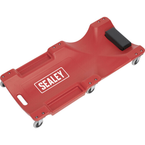Loops Red One Piece Composite Creeper - 6 x 75mm Castors - Padded Headrest - Polymer