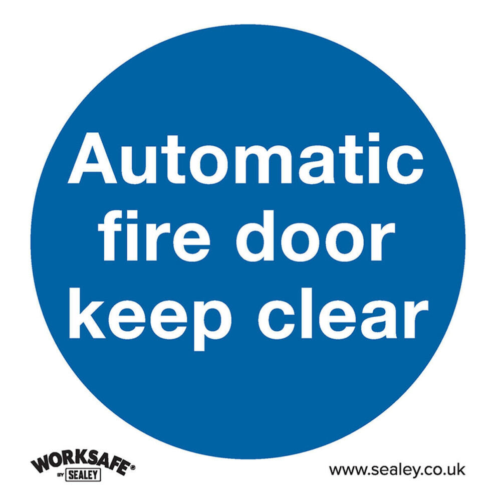 1x AUTOMATIC FIRE DOOR KEEP CLEAR Safety Sign - Rigid Plastic 80 x 80mm Warning