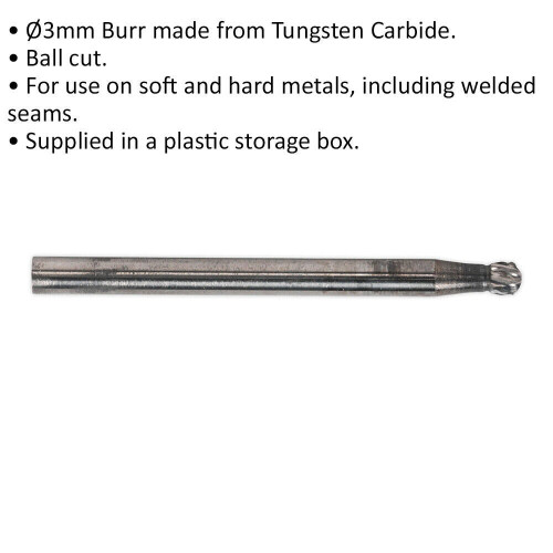 Loops 3 PACK - 3mm Micro Carbide Burr Ball Bits - Rotary Flash Removing Pipe Engraving 1