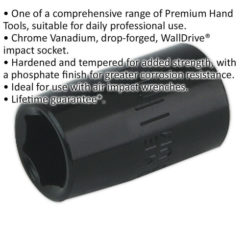 Loops 11mm Forged Impact Socket - 3/8 Inch Sq Drive - Chrome-Vanadium Wrench Socket 1