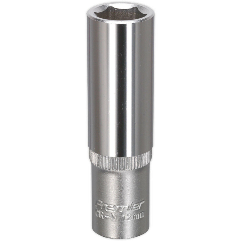 12mm Forged Steel Deep Drive Socket - 3/8" Square Drive - Chrome Vanadium Socket