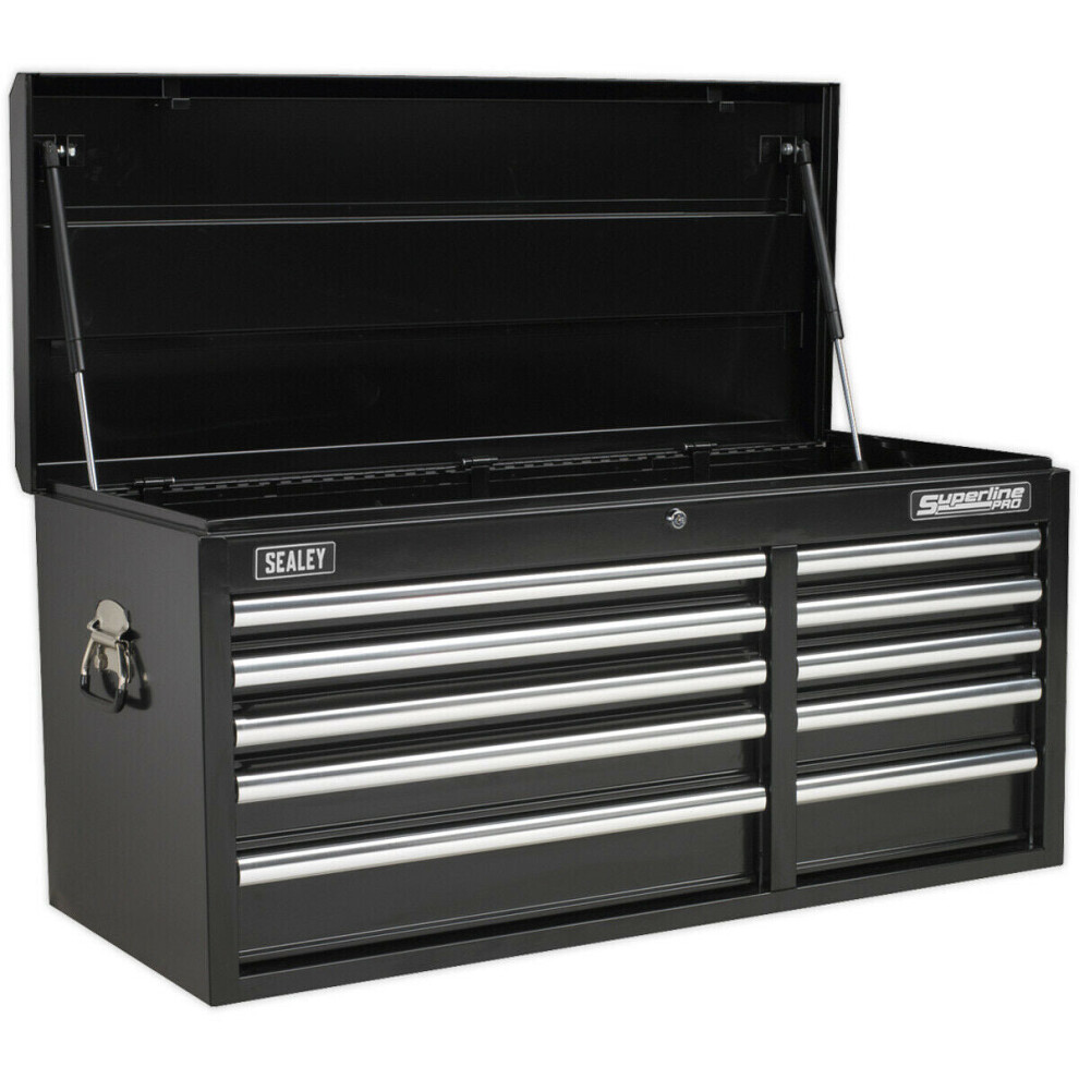 Loops 1025 X 435 X 495Mm Black 10 Drawer Topchest Tool Chest Lockable Storage Cabinet