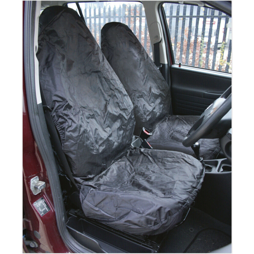 Loops 2 Pack Heavy Duty Front Car Seat Protector - Water-Resistant Nylon - Universal
