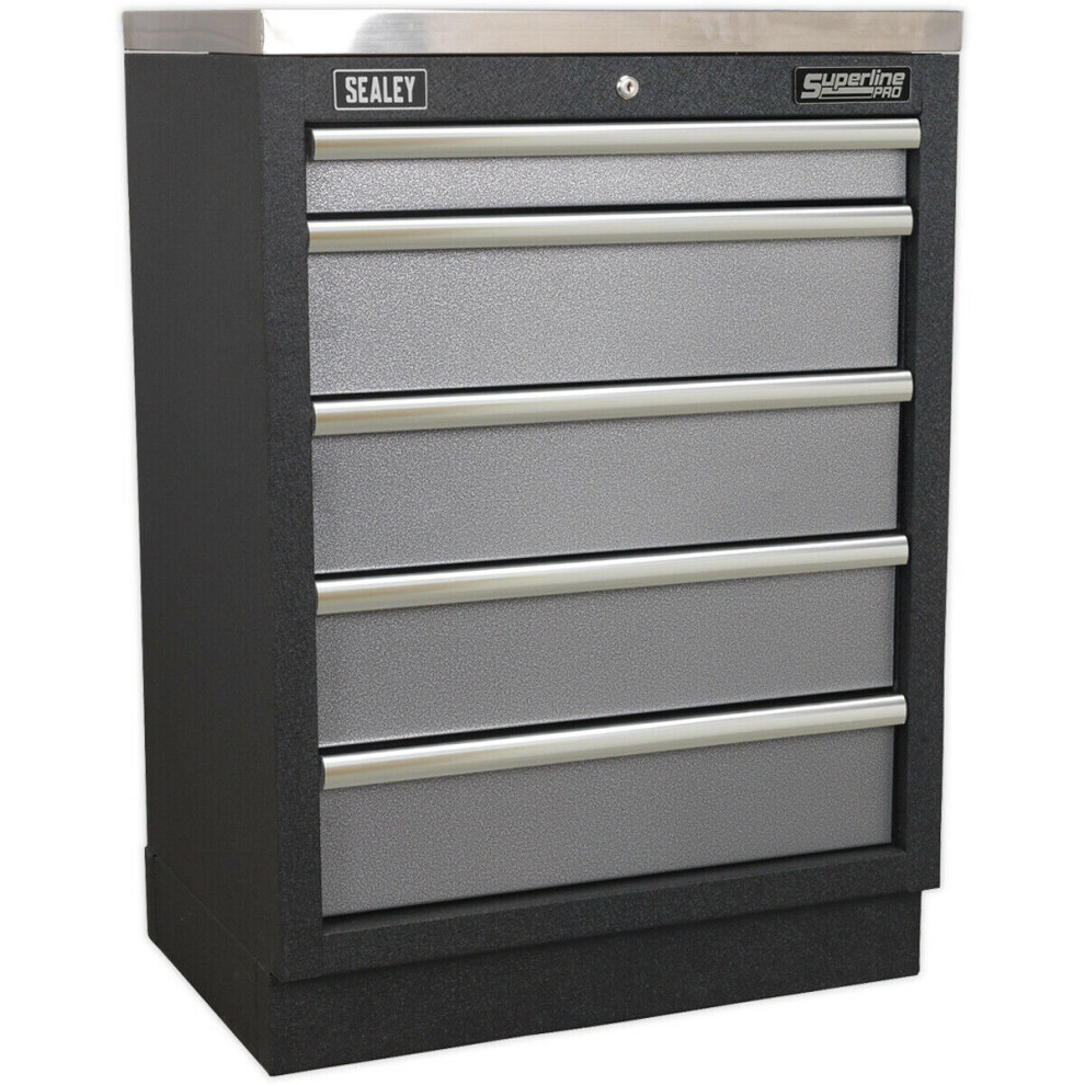 680mm Modular 5 Drawer Floor Cabinet - Ball Bearing Slides - Locking - 2 Keys