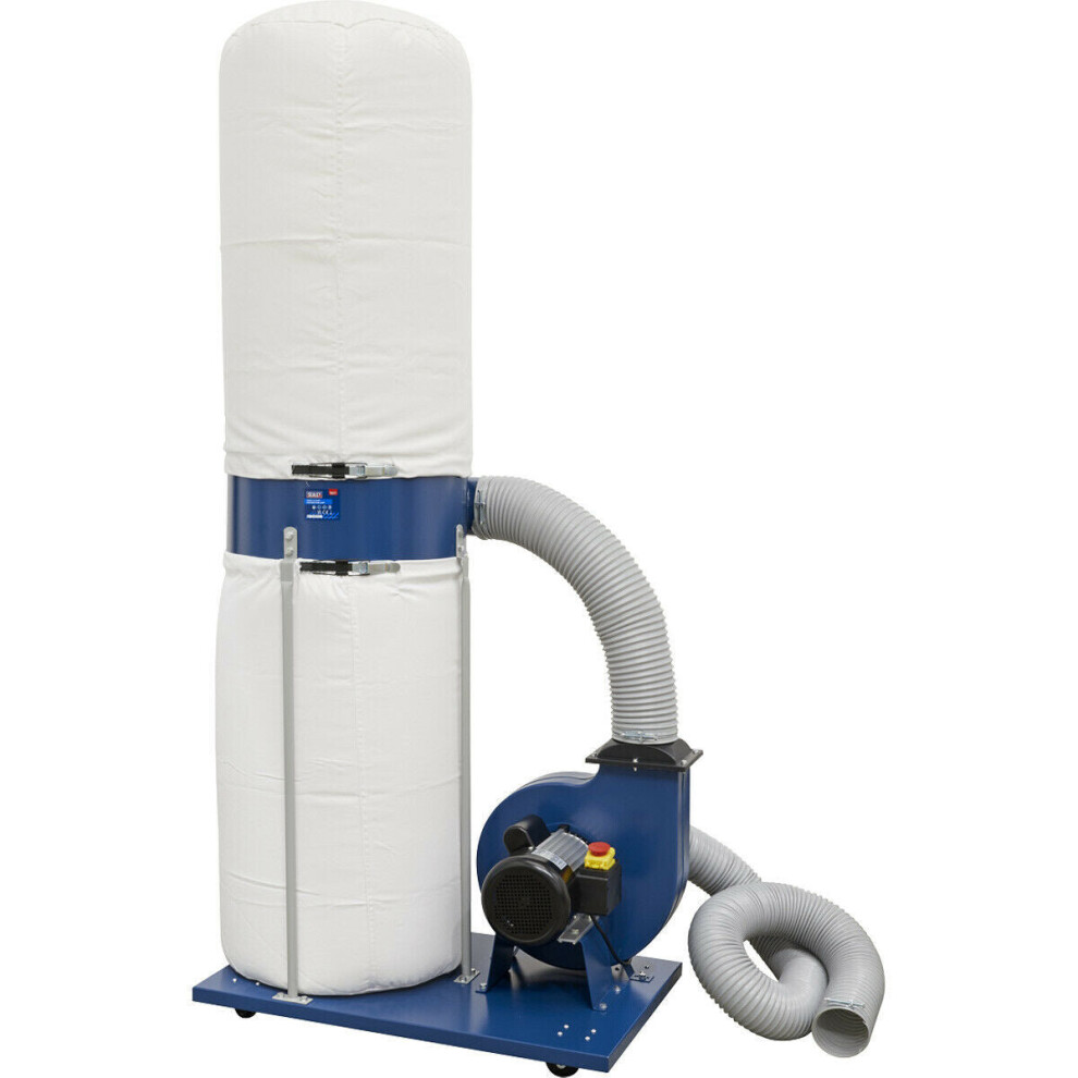 230V Dust & Chip Extractor - 2Hp Mobile Workshop Extractor - 2M X 100Mm Ducting 5056581921246