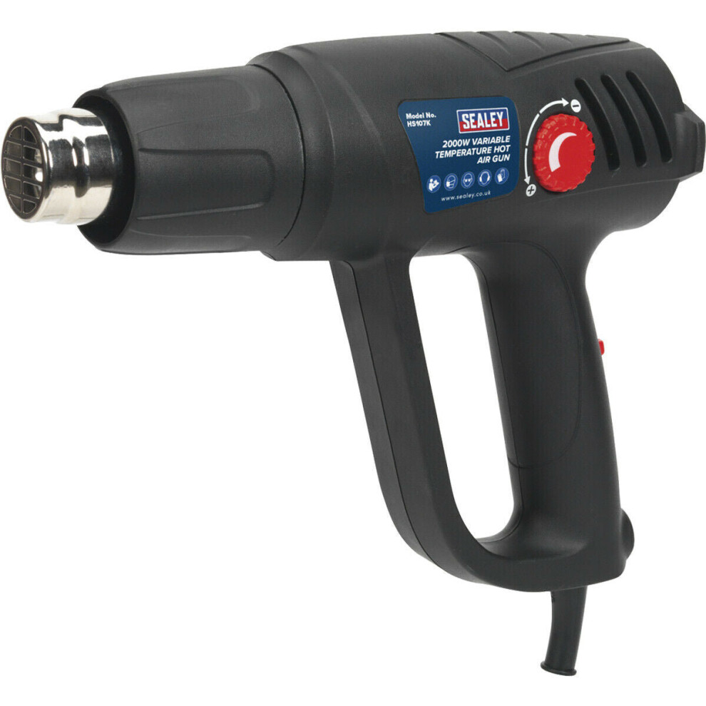 2000W Hot Air Gun Kit - Variable Temperature - Four Nozzles & Scraper - Case