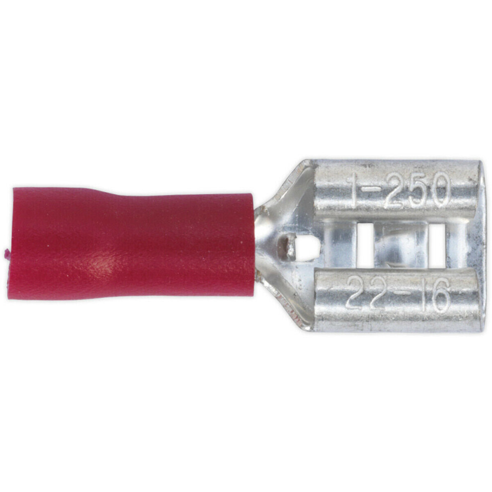 100 PACK 6.3mm Push-On Female Terminal - Suitable for 22 to 18 AWG Cable - Red