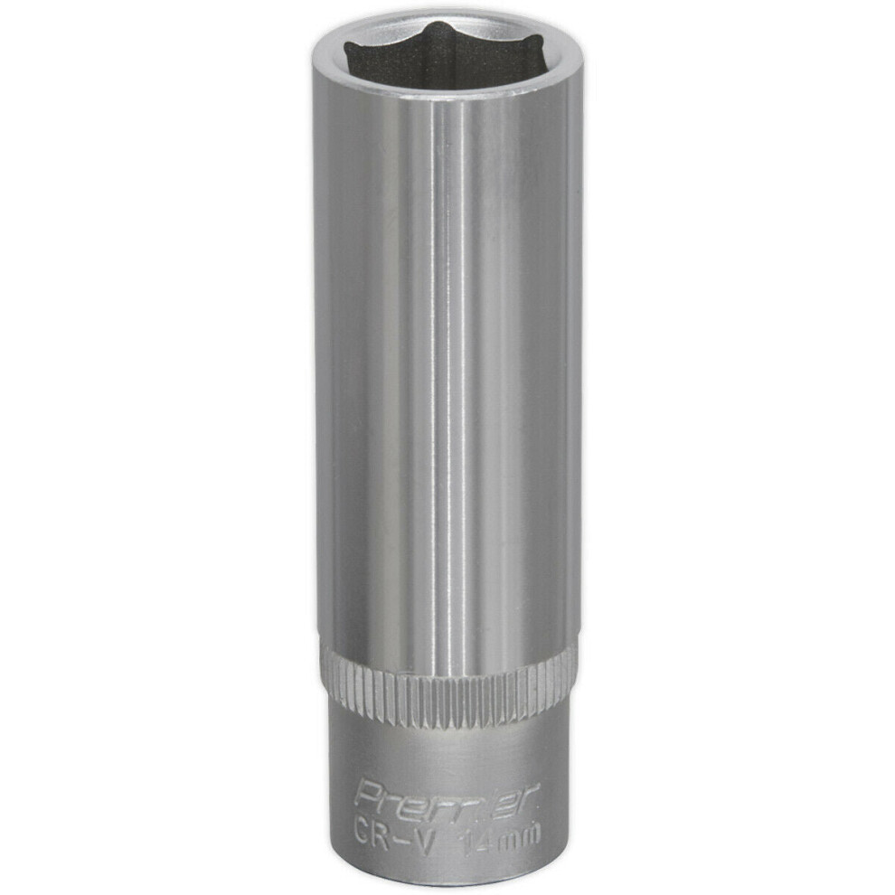 14mm Forged Steel Deep Drive Socket - 3/8" Square Drive - Chrome Vanadium Socket