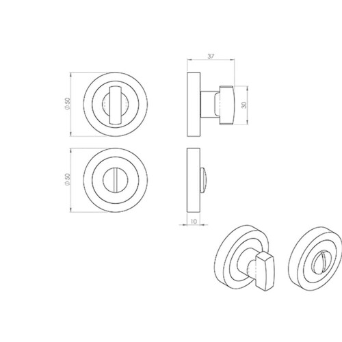 Loops Thumbturn Lock and Release Handle Concealed Fix Round Rose Satin Nickel 2
