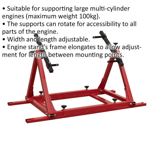 Loops Multi-Cylinder Engine Rebuild Stand - 100kg Limit - Width & Length Adjustable 1